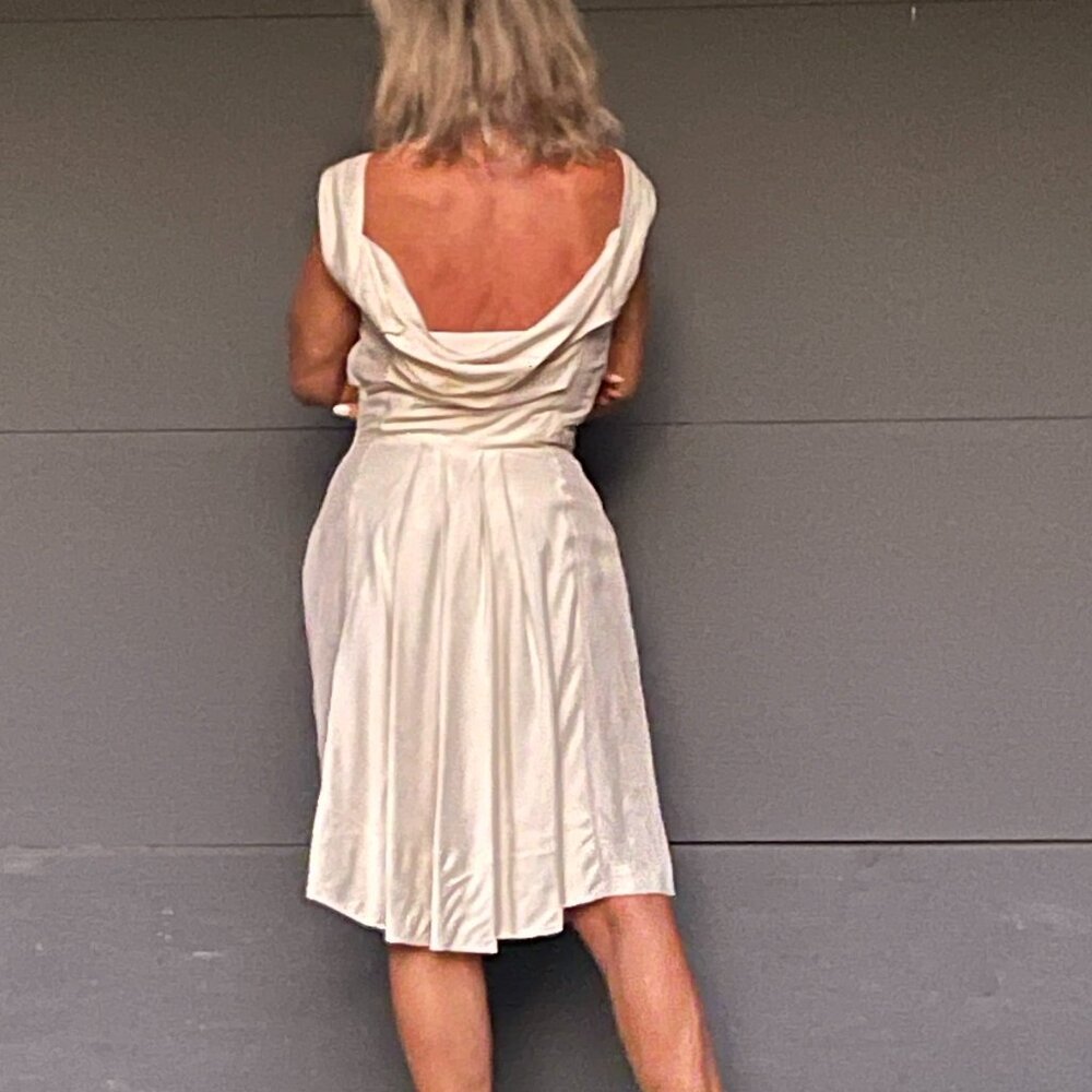 Antonio Berardi made in Italy Linen Silk blend Cowel back sleeveless cream dress - Picture 9 of 15